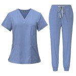 Women's Short Sleeve Classic V-Neck Scrub Set