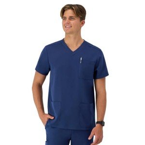 Men's Moisture-Wicking Stretch Scrub Top - Navy
