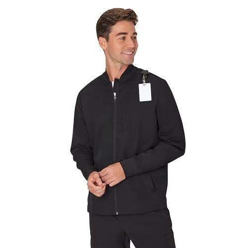 Men's Hanes Zip-Up Scrub Jacket - Ebony, Large