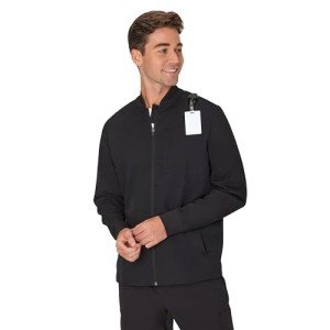 Men's Hanes Zip-Up Scrub Jacket - Ebony, Large
