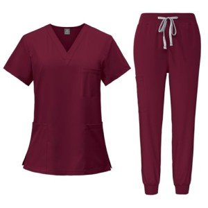 Women's Stretch V-Neck Scrub Top & Jogger Set