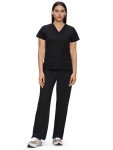 Floral Women's V-Neck Scrubs Set with Pockets