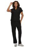 Floral Women's V-Neck Scrubs Set with Pockets