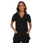 CozyFit Women's V-Neck Scrub Top with Pockets
