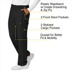 Men's Black Flat Front Cargo Scrub Pants - Wink W123