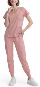 Eadflie Women's 8-Pocket V-Neck Scrub Set