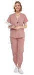 Eadflie Women's 8-Pocket V-Neck Scrub Set