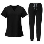 RAYGARD Unisex Medical Scrubs Set - Black Large