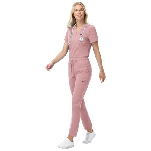 VIAOLI Women's V-Neck Scrub Set with Pockets