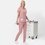 VIAOLI Women's V-Neck Scrub Set with Pockets