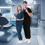 RAYGARD Unisex Medical Scrubs Set - Black Large