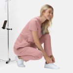 VIAOLI Women's V-Neck Scrub Set with Pockets