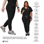Women's FIGS Zamora Black Jogger Scrub Pants
