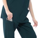Women's Stretch V-Neck Scrubs Set with Pockets