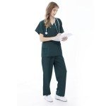 Women's Stretch V-Neck Scrubs Set with Pockets
