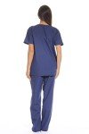 Navy Women's V-Neck Scrub Set with Cargo Pants