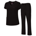 Natural Uniforms Women's Black V-Neck Scrub Set