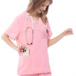 VICOGARD Women's Medical Scrubs Set with 9 Pockets