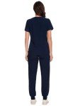 Navy Blue Women's V-Neck Top & Cargo Scrubs Set