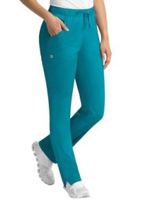 Teal Blue Cargo Scrub Pants with Elastic Waist
