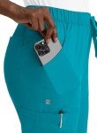Teal Blue Cargo Scrub Pants with Elastic Waist