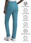 Teal Blue Cargo Scrub Pants with Elastic Waist