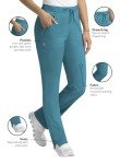 Teal Blue Cargo Scrub Pants with Elastic Waist