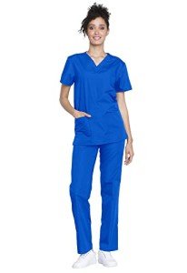 Cherokee Adult's Unisex Top and Scrub Pant Set, Royal, Large