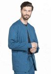 Cherokee Men's Medical Scrub Jacket Snap Front with Long Sleeve WW360, XL, Caribbean Blue