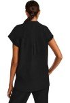 Healing Hands Women's Scrub Top Relaxed Fit Journey Top - 2 Pockets with Knit Details, Dolman Sleeve and Rounded Hem - 2152, L, Black