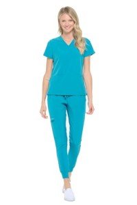 Dagacci Medical Uniform Jogger Scrubs for Women Set and Men Unisex 4-Way Stretch Scrub Sets, Teal Green, S