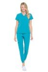 Dagacci Medical Uniform Jogger Scrubs for Women Set and Men Unisex 4-Way Stretch Scrub Sets, Teal Green, S