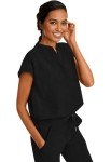 Healing Hands Women's Scrub Top Relaxed Fit Journey Top - 2 Pockets with Knit Details, Dolman Sleeve and Rounded Hem - 2152, L, Black