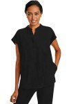 Healing Hands Women's Scrub Top Relaxed Fit Journey Top - 2 Pockets with Knit Details, Dolman Sleeve and Rounded Hem - 2152, L, Black
