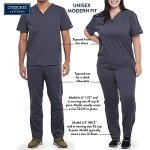 Cherokee Adult's Unisex Top and Scrub Pant Set, Royal, Large