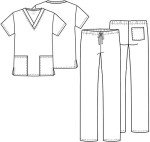 Cherokee Adult's Unisex Top and Scrub Pant Set, Royal, Large