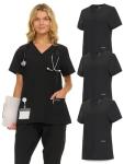 Nautica 3 Pack Scrub Tops for Women, Stretch Fabric Breathable V-Neck Womens Scrub Shirts, 3 Pocket Comfortable Scrub Tops