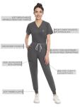 Eadflie Medical Scrubs Set for Women - Classic V-Neck Top & Jogger Pants with Stretch Nursing Uniform Scrub Suit