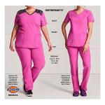 Dickies Womens Signature V-Neck Top with Multiple Patch Pockets Medical Scrubs Shirts, Wine, Small US