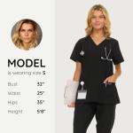 Nautica 3 Pack Scrub Tops for Women, Stretch Fabric Breathable V-Neck Womens Scrub Shirts, 3 Pocket Comfortable Scrub Tops