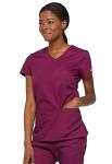 Dickies Womens Signature V-Neck Top with Multiple Patch Pockets Medical Scrubs Shirts, Wine, Small US
