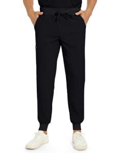 COZYFIT Scrub Pants for Men - Slim Jogger Pants with 5 Pockets, Yoga Waistband, Anti-Wrinkle Scrubs for Men Black