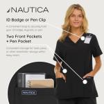 Nautica 3 Pack Scrub Tops for Women, Stretch Fabric Breathable V-Neck Womens Scrub Shirts, 3 Pocket Comfortable Scrub Tops