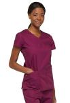 Dickies Womens Signature V-Neck Top with Multiple Patch Pockets Medical Scrubs Shirts, Wine, Small US