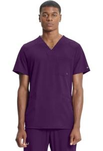 Cherokee Infinity V- Neck Men's Scrub Top with Rib Knit Back Panels CK900A, XL, Eggplant