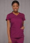 Dickies Womens Signature V-Neck Top with Multiple Patch Pockets Medical Scrubs Shirts, Wine, Small US