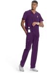 Cherokee Infinity V- Neck Men's Scrub Top with Rib Knit Back Panels CK900A, XL, Eggplant