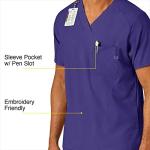WonderWink Men's V-Neck Scrub Top, Grape, 3XL