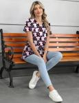 LOMON Scrubs for Women V Neck Pediatric Scrub Tops Soft Printed Scrub Shirts with 3 Pockets Elephant M