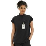 Kitmaz Medical Scrub Tops for Women - Soft Stretch Mandarin Collar Oversized Fit Scrub Shirts with 3 Pockets Black